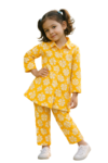 Girls Yellow Floral Co-Ord Set | Kids Cotton Top & Pant Set